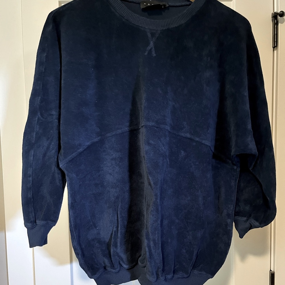 Hatch Collection Navy Velour Maternity Sweatshirt